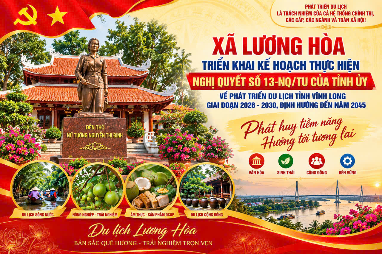 XÃ LƯƠNG HÒA TRIỂN KHAI KẾ HOẠCH THỰC HIỆN NGHỊ QUYẾT SỐ 13-NQ/TU VỀ PHÁT TRIỂN DU LỊCH GIAI ĐOẠN 2026 – 2030, ĐỊNH HƯỚNG ĐẾN NĂM 2045
