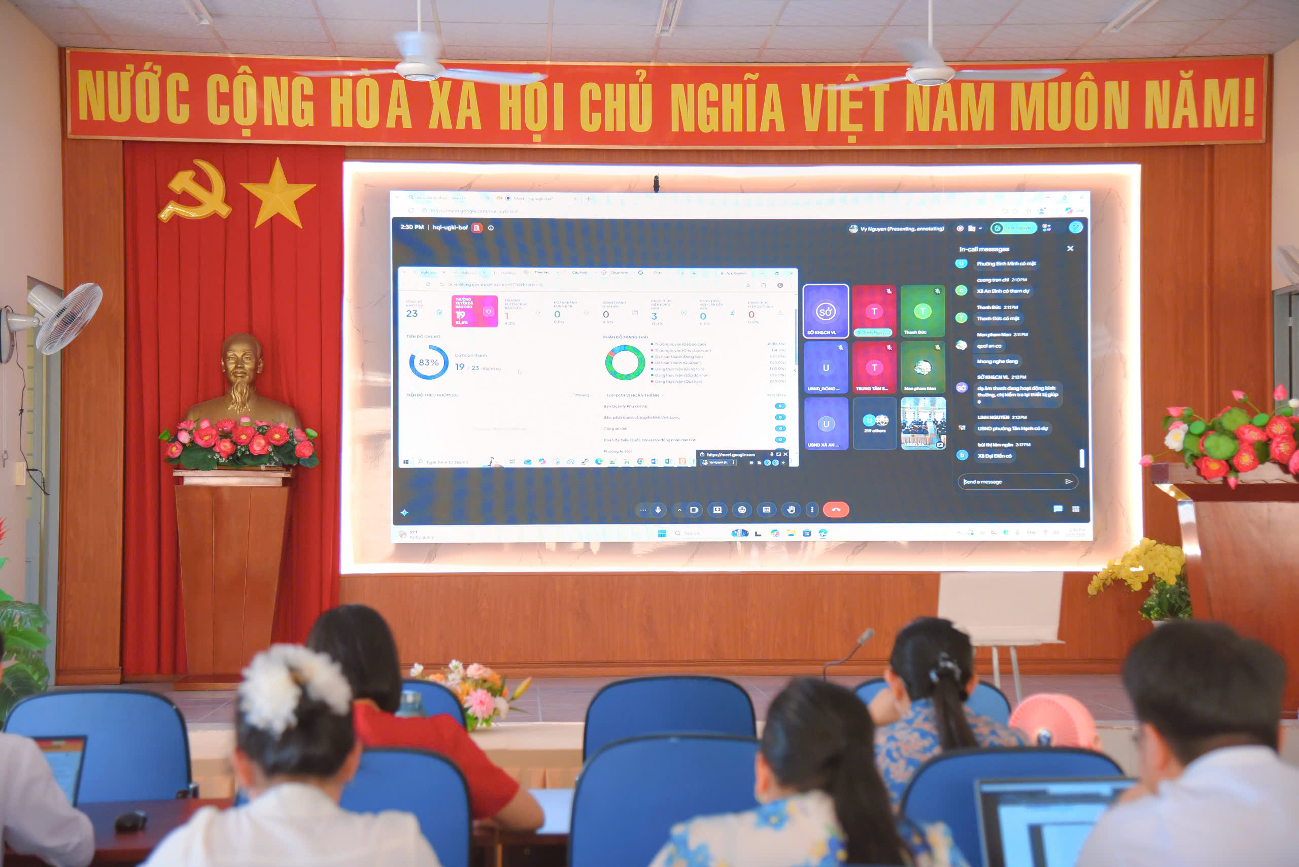 XÃ LƯƠNG HÒA THAM DỰ LỚP TẬP HUẤN, HƯỚNG DẪN SỬ DỤNG CÁC PHÂN HỆ TRÊN HỆ THỐNG IOC CỦA TỈNH