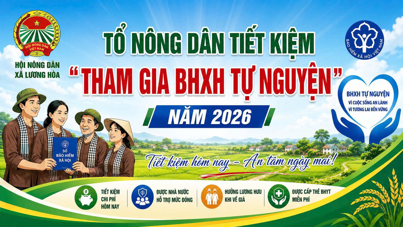 XÃ LƯƠNG HÒA RA MẮT MÔ HÌNH “TỔ NÔNG DÂN TIẾT KIỆM THAM GIA BHXH TỰ NGUYỆN” NĂM 2026
