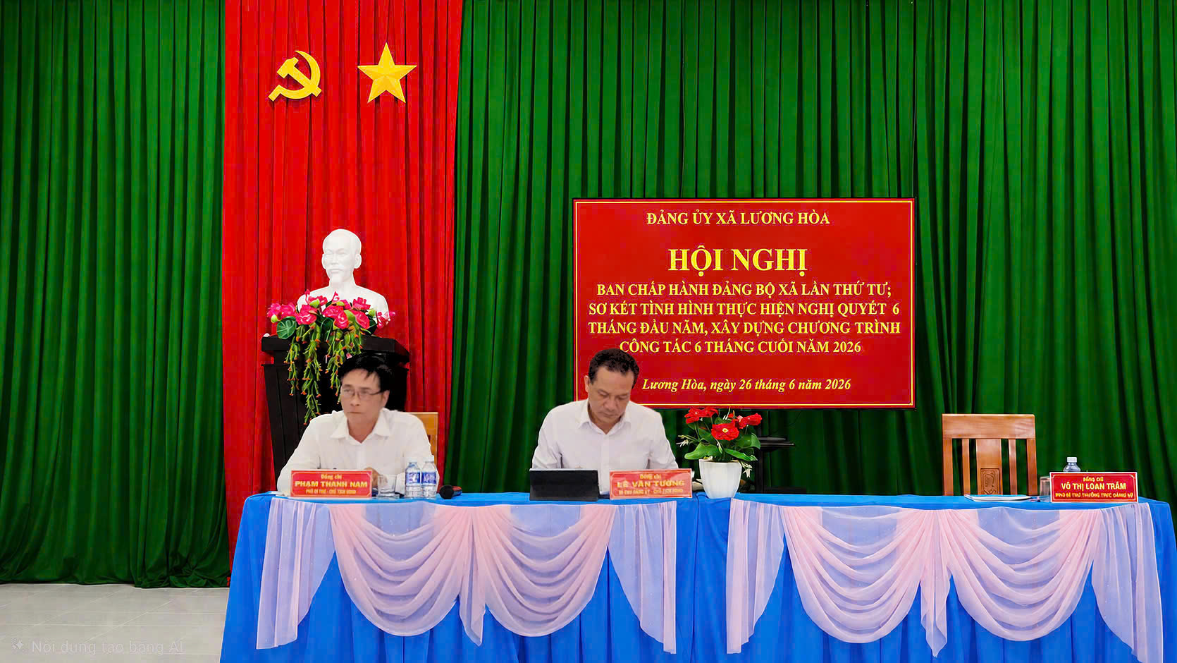Đảng ủy xã Lương Hòa tổ chức Hội nghị Ban Chấp hành Đảng bộ xã lần thứ 4; sơ kết tình hình thực hiện Nghị quyết 6 tháng đầu năm, xây dựng chương trình công tác 6 tháng cuối năm 2026.