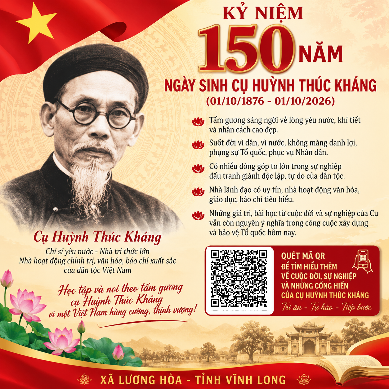ĐẨY MẠNH TUYÊN TRUYỀN KỶ NIỆM 150 NĂM NGÀY SINH CỤ HUỲNH THÚC KHÁNG (01/10/1876 – 01/10/2026)